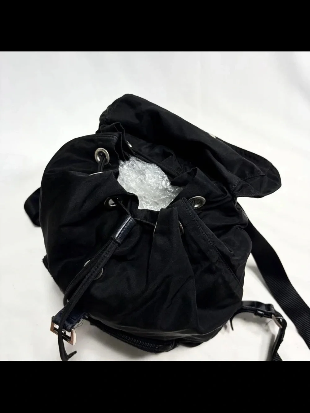 Prada Black Nylon Drawstring Backpack